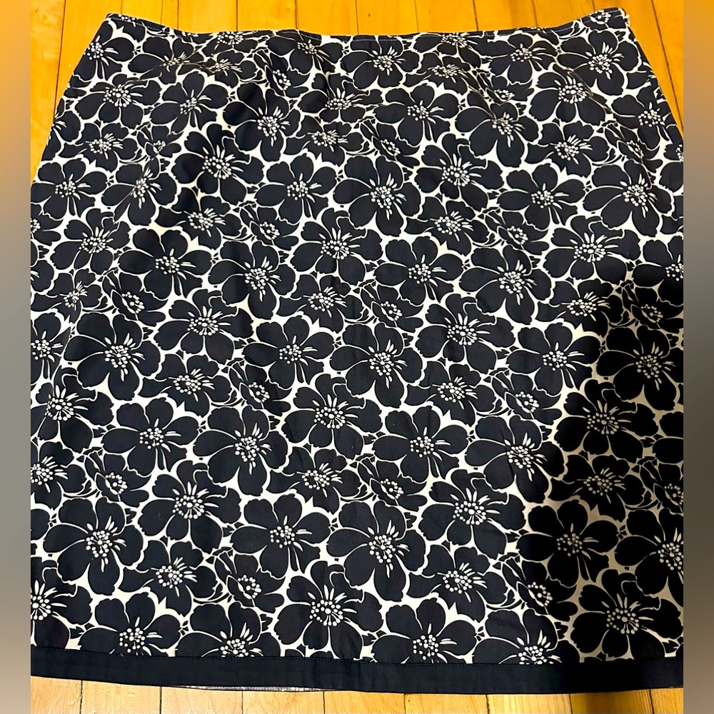 Navy & White Floral Pencil Skirt - Women's Skirt